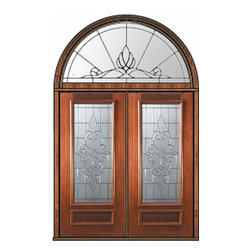 Prehung Transom Double Door 80 Wood Mahogany Courtlandt 3/4 Lite - Front Doors