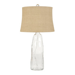 Harbor Island Beach Glass Lamp Burlap Shade LMP-1011 - Table Lamps