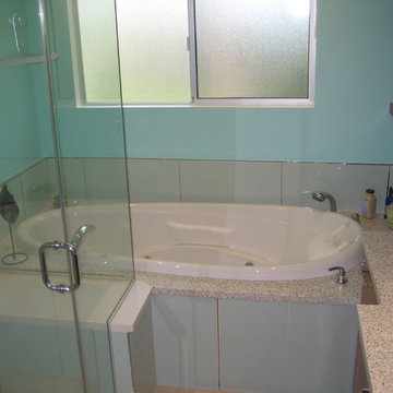 Contemporary, Beach-y Corian Shower/Tub/Countertop