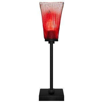 Luna 1-Light Table Lamp, Matte Black/Square Raspberry Crystal