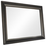 My Barnwood Frames - Black Poplar Mirror, 28"x34" - Our Black Poplar Mirrors are a favorite among customers with more traditional tastes in decor. This mirror is built from poplar wood and painted black for a classic and sophisticated finish. The simple molding adds a touch of interest to the mirror making it the perfect focal point for any room. The frame width is 3.5".  Mirrors are sized according to their exterior dimensions. Actual viewable mirror will be about 7" smaller for both dimensions.  (i.e. For a 20X30 size, a 13X23 inch mirror will be viewable). Hanging hardware comes included
