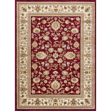 Gabrielle Transitional Border Red Rectangle Area Rug, 10.6'x14.6'