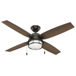 Hunter Fan Company - Hunter Fan Company 52" Ocala Noble Bronze Ceiling Fan With Light - Whether your style is industrial or coastal, the Ocala will fit seamlessly. This damp-rated fan was built to withstand the elements making it perfect for areas exposed to moisture and humidity like your large, outdoor sunroom or patio but it will also look great indoors in your coastal living rooms too. Offered in fresh white and noble bronze finishes, the Ocala proudly showcases its textured caged glass as a beacon of on-trend design. The powerful, three-speed WhisperWind motor of this versatile fan works with the strong blades to deliver superior air movement and whisper-quiet performance while the dimmable, energy-efficient LED bulbs adjust to your needs.