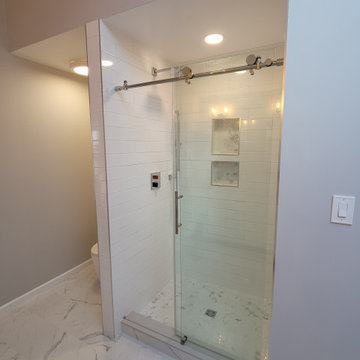 Full Master Bath Remodel - Freestanding Tub, Vanity Backsplash, Schluter