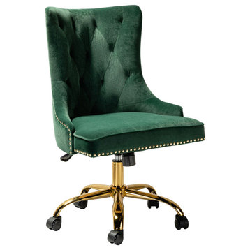 Swivel Task Chair,Velvet Office chair, Green
