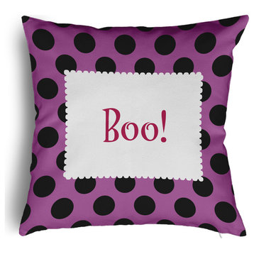 Halloween Boo Dots Accent Pillow With Removable Insert, Orchid, 18"x18"