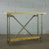 Houston Industrial Chic Console Table,Brass & Gray Metals with Natural Wood