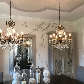 Hand Painted Tree Branches in Formal Dining Room