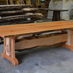 Live Edge Dining Table with Live Edge Trestle Base - Products