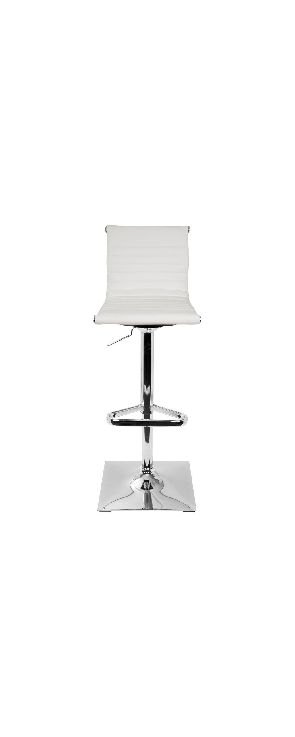 LumiSource Masters Adjustable Barstool With Swivel, White PU Leather
