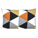 Silver Fern Decor - Modern Triangle Pattern Throw Pillow Cover, Orange, 12"x20" - *Please Note*