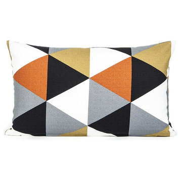 Modern Triangle Pattern Throw Pillow Cover, Orange, 12"x20"
