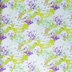 WILWORTH &ndash; LIME GREEN, PURPLE SMALL HYDRANGEA ON SILVER Pattern Number: 2016-100 - Wallpaper