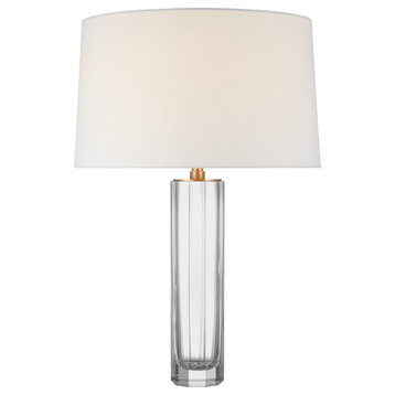 Fallon Medium Table Lamp in Clear Glass with Linen Shade