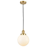 Innovations Lighting - Beacon Mini Pendant, Satin Gold, Matte White - One of our largest and original collections, the Franklin Restoration is made up of a vast selection of heavy metal finishes and a large array of metal and glass shades that bring a touch of industrial into your home.