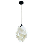 EQ Light - Chi Pendant Light, Black, Small - The Chi Pendant Light makes a stunning accent piece in a dining room, entryway or kitchen. This elegant pendant light has silver steel construction and a shade made from white spiral polypropylene pieces. Hang it in a contemporary style home for a cohesive look.