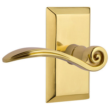 Studio Plate With Swan Lever, Polished Brass, Right-Handed