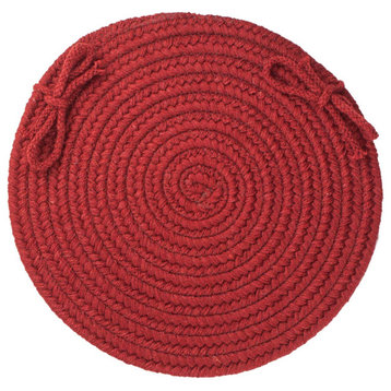 Pura Braided Wool Chair Pads Barn Red 15"x15", Set of 4