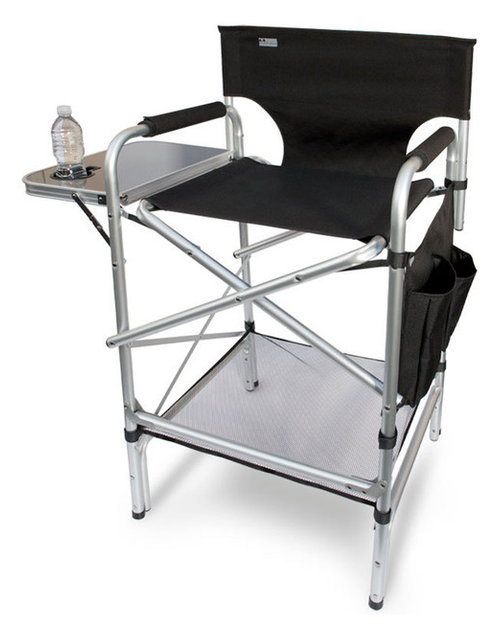Earth Tall Directors Chair W Side Table Dual Pockets Lower Earth Tall Directors Chair W Side Table Dual Pockets Lower Shelf