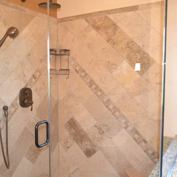 Travertine Shower w/ Glass Enclosure