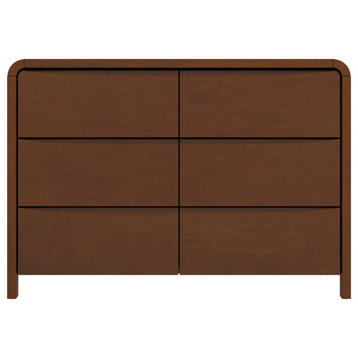 Milford Mid Century Modern Walnut Dresser With 6 Drawers