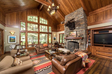 Family room - rustic family room idea in Other