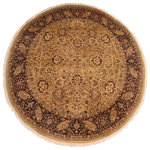 Bareen's Designer Rugs - Antique Kashan Vegetable Dye Brittani Gold Red Wool Rug - 7'11 x 8'0 - Designed with mesmerizing intricacy and gorgeous color palette, this hand-knotted masterpiece demonstrates the beauty and electrifying thrill of Pak Persian art. These meticulously handcrafted Pak-Persian rug is made with pure wool and features breathtaking traditional and transitional designs in beautiful lush color pallet. Known for their intricate designs these rugs are a reproduction of Persian rugs, made in Pakistan with unique Mughal designs. Made by master weavers using the same Persian texture, design and dying technique, we wanted to create the most significant manifestation of the Persian art, life and culture. This rug is most famous for its exceptional quality, incredible designs, patterns and vibrant rich color. Pak-Persian rugs made with Persian weave with high knot counts, which enables the high intricacy and detail found in the patterns are also referred to as State of art, each color adds a rich beautiful detail in the artwork of this rug. The design, color and beautiful chromatic composition with a vibrant sheen with traditional and transitional designs, exude beauty, elegance and quality make this rug a masterpiece of its own.