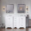 Nantucket 60" Bath Vanity, White, Carrara Marble, Double Vanity
