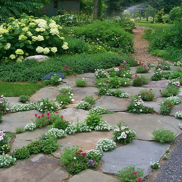 Irregular stone patio