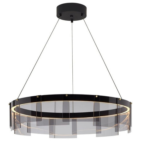 Tech Lighting Stratos 1-Light Chandelier, 30", Black, Smoke