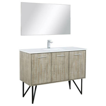 Lancy Modern 48" Rustic Acacia Square Sink Bathroom Vanity Set, Labaro Rose Gold