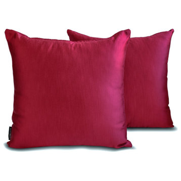 Red Satin 20"x36" Lumbar Pillow Cover Set of 2 Solid - Deep Red Slub Satin