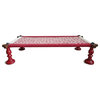 Red & White Charpai Rope Swing Bench Table
