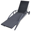 vidaXL Patio Lounge Chair Sunlounger with Cushion and Wheels Poly Rattan Black