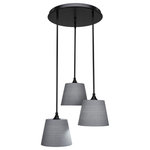 Toltec Lighting - Toltec Lighting 2183-MB-4082 Empire - Three Light Cluster Pendalier - Empire 3 Light Cluster Pendalier In Matte Black Finish With 9.5Gǥ White, Black, And Gray Matrix Glass.  No. of Rods: 4  Canopy Included: Yes  Shade Included: Yes  Canopy Diameter: 18 x 18 x 3  Rod Length(s): 18.00Empire Three Light Cluster Pendalier Matte Black Gray Matrix Glass *UL Approved: YES *Energy Star Qualified: n/a  *ADA Certified: n/a  *Number of Lights: Lamp: 3-*Wattage:100w Medium bulb(s) *Bulb Included:No *Bulb Type:Medium *Finish Type:Matte Black
