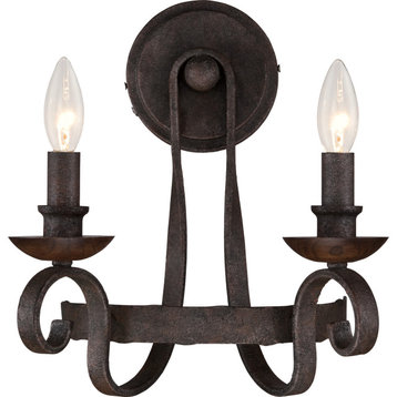 Quoizel NBE8702 Noble 2 Light Wall Sconce - Rustic Black