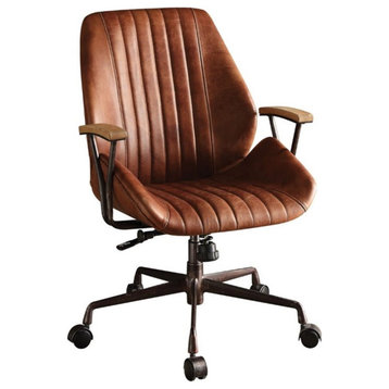 Bowery Hill Leather Adjustable and Swivel Office Chair in Cocoa
