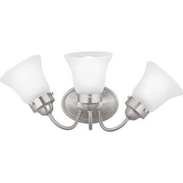 Fluted Glass Collection 3-Light Bath And Vanity, Brushed Nickel