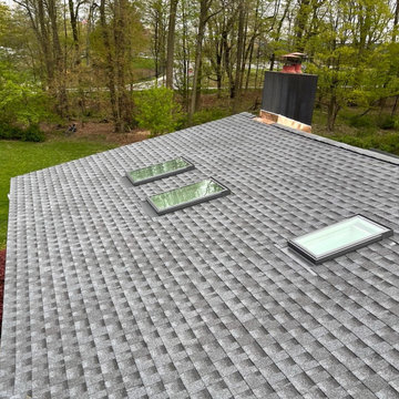 Roof Replacement with: Skylights & Copper Chimney Flashing