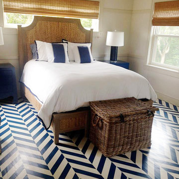 Herringbone Stenciled Bedroom Floor