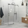 44"-48"x36"x78" Frameless Sliding Shower Door With Return Panel, Matte Black