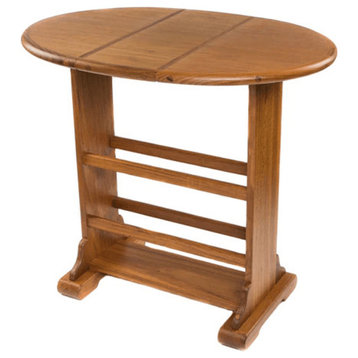 18" Brown Solid Wood Oval End Table