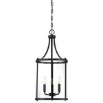 Savoy House - Penrose 3-Light Small Foyer Lanter, Matte Black - The sleek, cylindrical Penrose foyer light from Savoy House is an excellent choice for lovers of stylish modern design. It features a clear glass shade and a bold matte black finish.