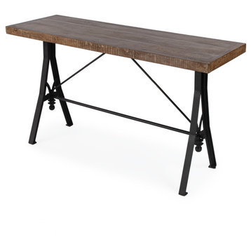 Croyden 56" Wood and Iron Trestle Console Table