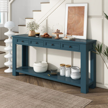 Console Table/Sofa Table with Storage Drawers  for Entryway Hallway, Dark Blue