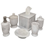 Nature Home Decor - White Marble Six Piece Bathroom Set of Atlantic Collection - This elegant bathroom accessory set has been crafted from White Marble and consists of following pieces.