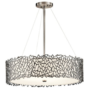 Mid Century Modern Four Light Chandelier in Classic Pewter Finish - Chandelier