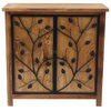 LuxenHome Pine Wood Metal Branches 2-Door Storage Cabinet