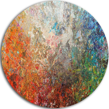 Board Stained Abstract Art, Abstract Round Metal Wall Art, 36"