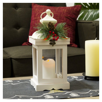 White Christmas Lantern with LED Candle